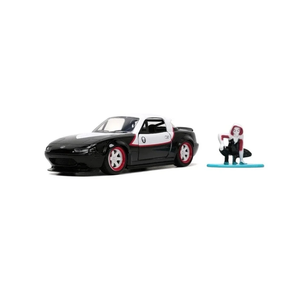 Jada 1:32 Hollywood Rides Spider Man Ghost Spider & 1990 Mazda Miata 33662 New